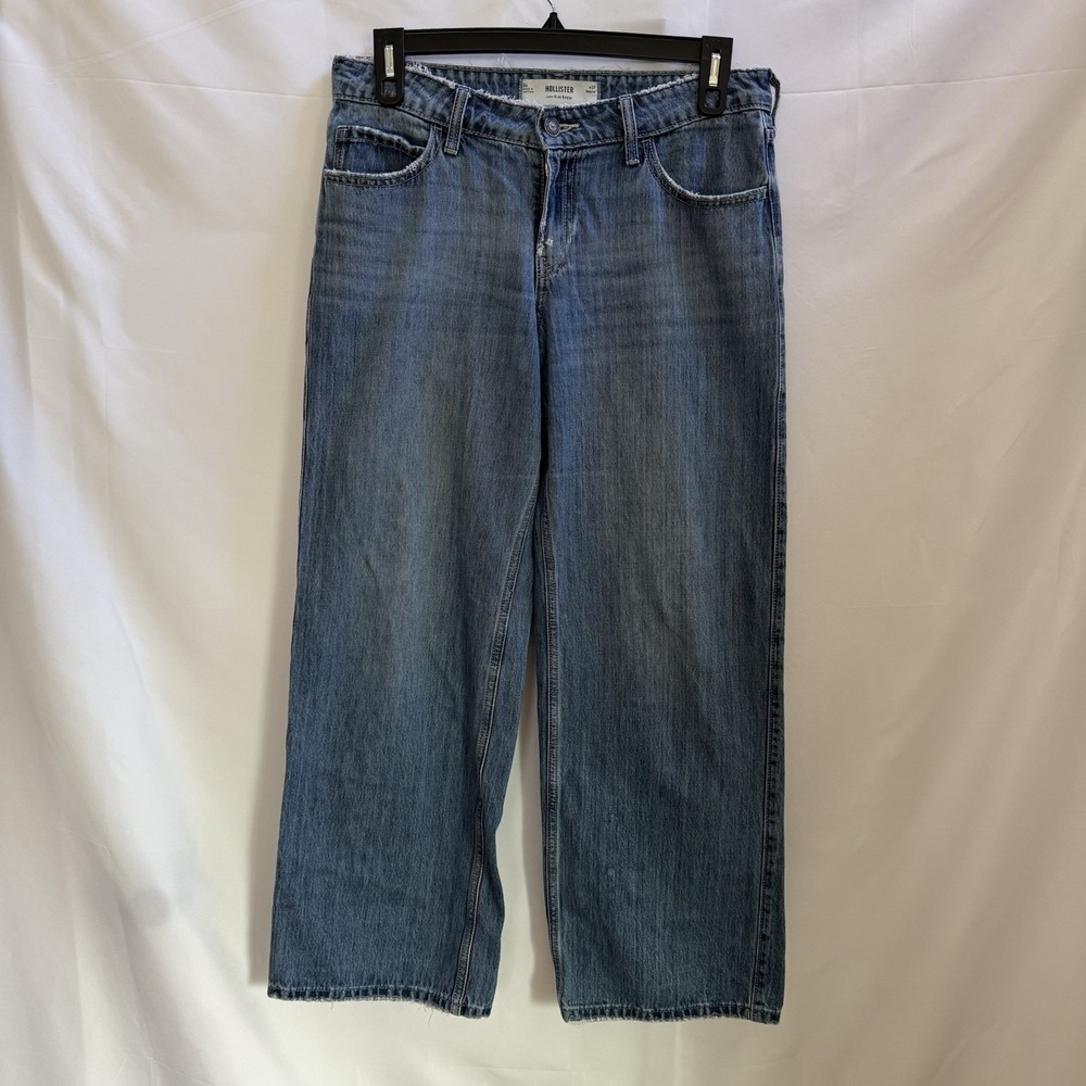 Hollister Low Rise Baggy Jeans Women's  W29 Medium Wash Baggy Y2K Wide Leg Denim